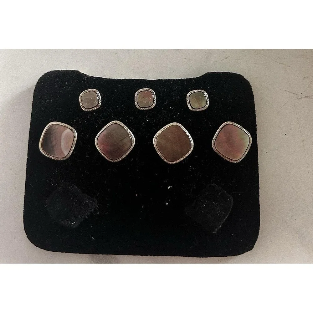 Vintage Krementz Art Deco Cufflink Tuxedo Set Formal Wear Mother of Pearl 1920s